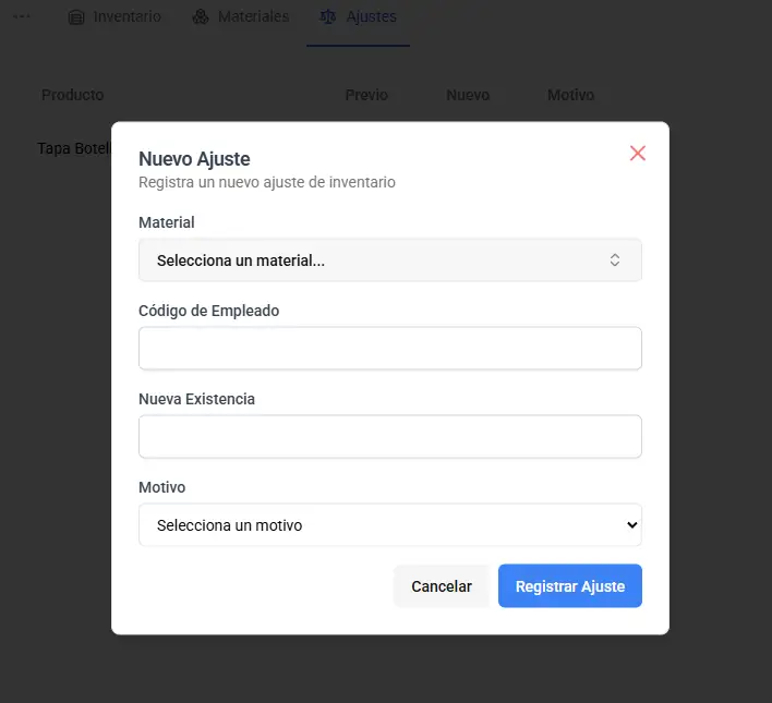 ajuste de inventario